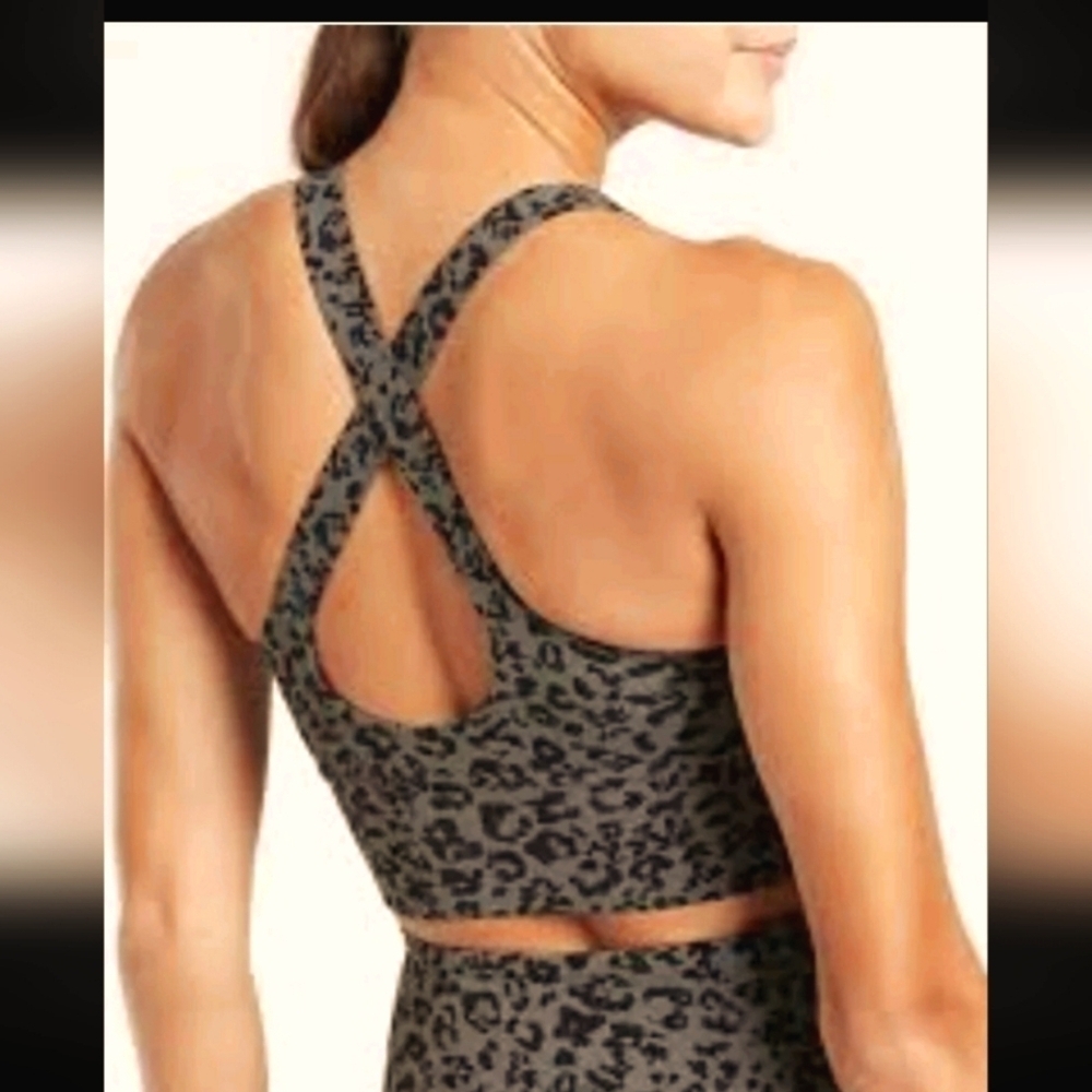 Athleta Womens Actualize Longline In Arbor Olive Leopard Print M